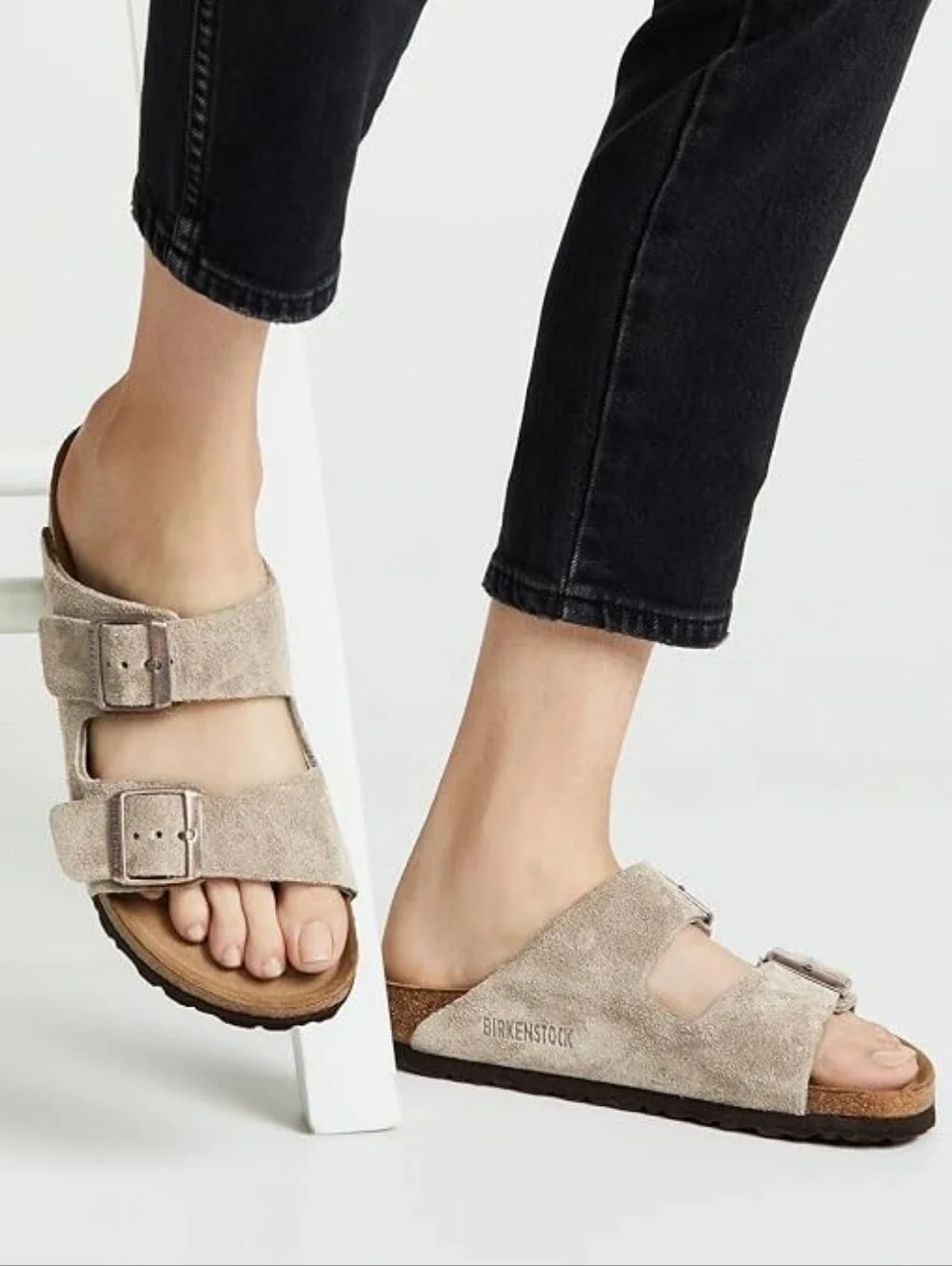 Birkenstock Arizona Taupe Suede Leather Soft Footbed Sandals Unisex  Size L8 M6